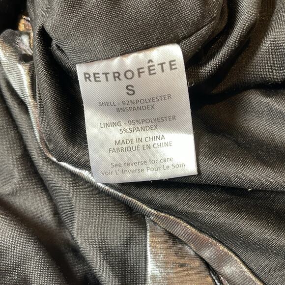 Retrofete Fenella Long Sleeve Ruched Twist Metallic Gunmetal Maxi Dress Size S - Picture 10 of 10